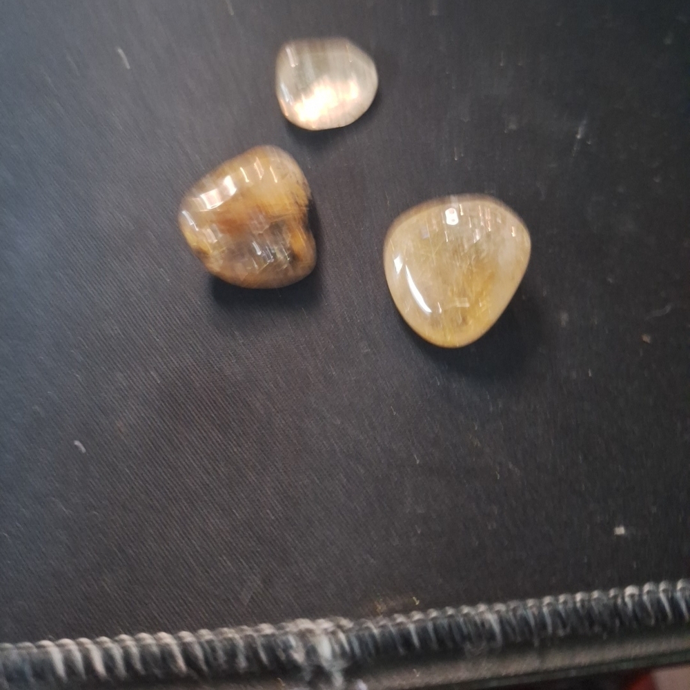 3 Mini Rutilated Quartz Tumbles - Picture 3 of 12